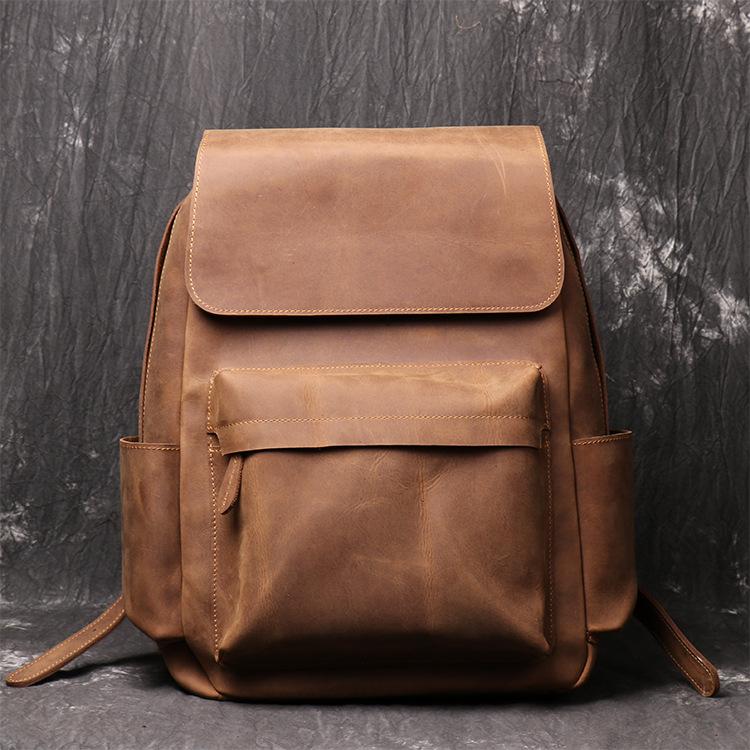 Retro Men's Leather Laptop Backpack