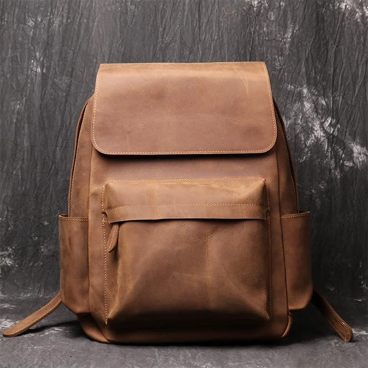 Retro Men's Leather Laptop Backpack