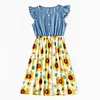 Family Dresses Print Stitching Denim Tank Dress