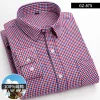 Pure cotton plaid casual square collar pocket long sleeve shirt