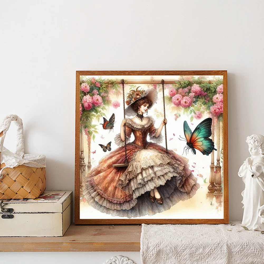 Diamond Painting - Full Round Drill - Swing Lady(Canvas|30*30cm)