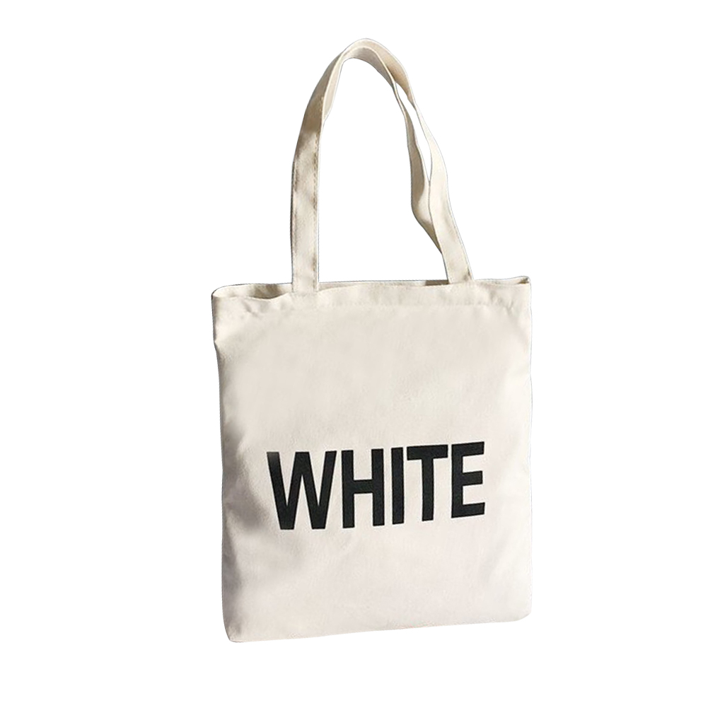 

Canvas Women Handbag Letters Print Large Shoulder Shopping Tote Bag -White, 501 Original