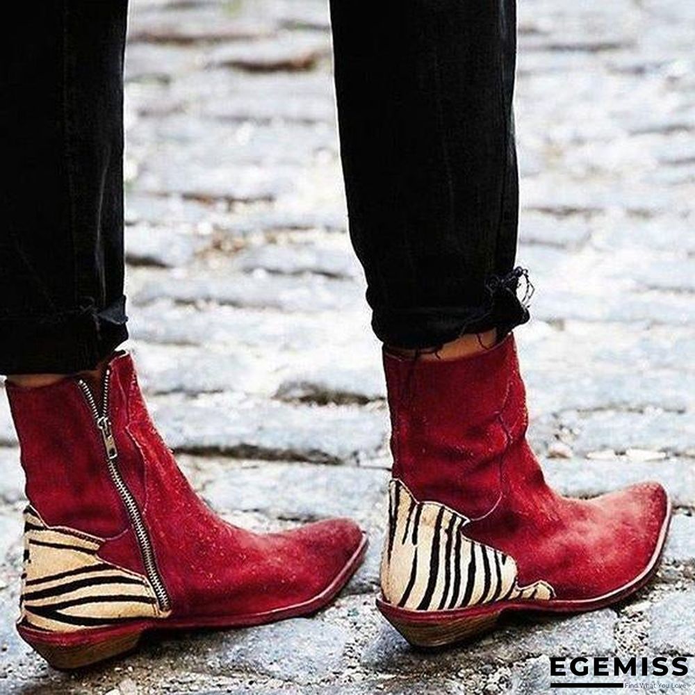 Casual Pointed Toe Zebra-Striped Boots | EGEMISS