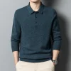 Pure wool sweater Men's casual lapel sweater