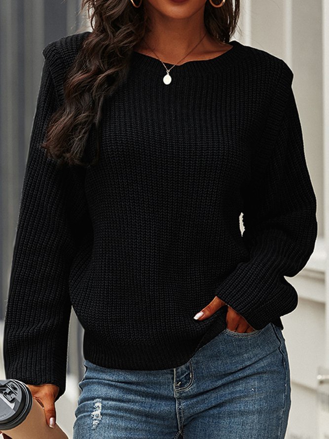 Long Sleeve Solid Casual Sweater