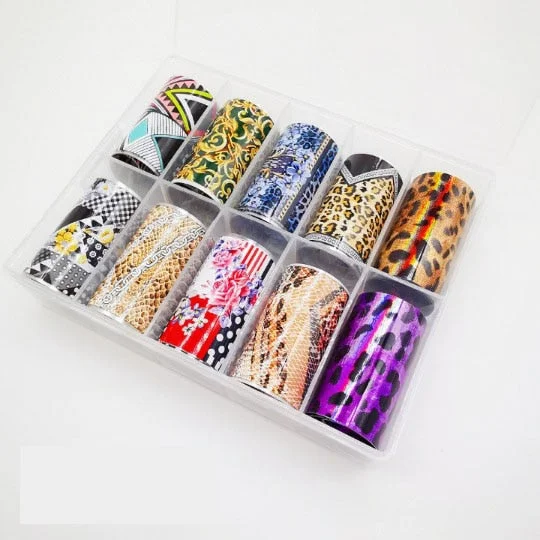 Foil Nail Art Transfer Sticker Decals Animal Crocodile Print Luxury Acrylic Nails Design Manicure Decorations-Nail Inspo