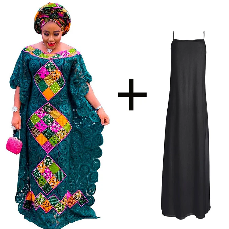 African Americans fashion QFY Plus Size African Lace Dresses Elegant Women Traditional Dashiki Boubou Wedding Party Hippie Gown Turkey Wears For Ladies Ankara Style QueenFunky