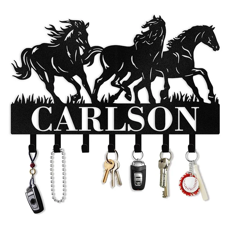 Personalized Key Holder on Wall, Custom Key Hanger Wall Mount with Name, Metal Key Holder Hooks Organizer Rack for Wall Art Decor Entryway Living Room, Wedding Couple Gifts