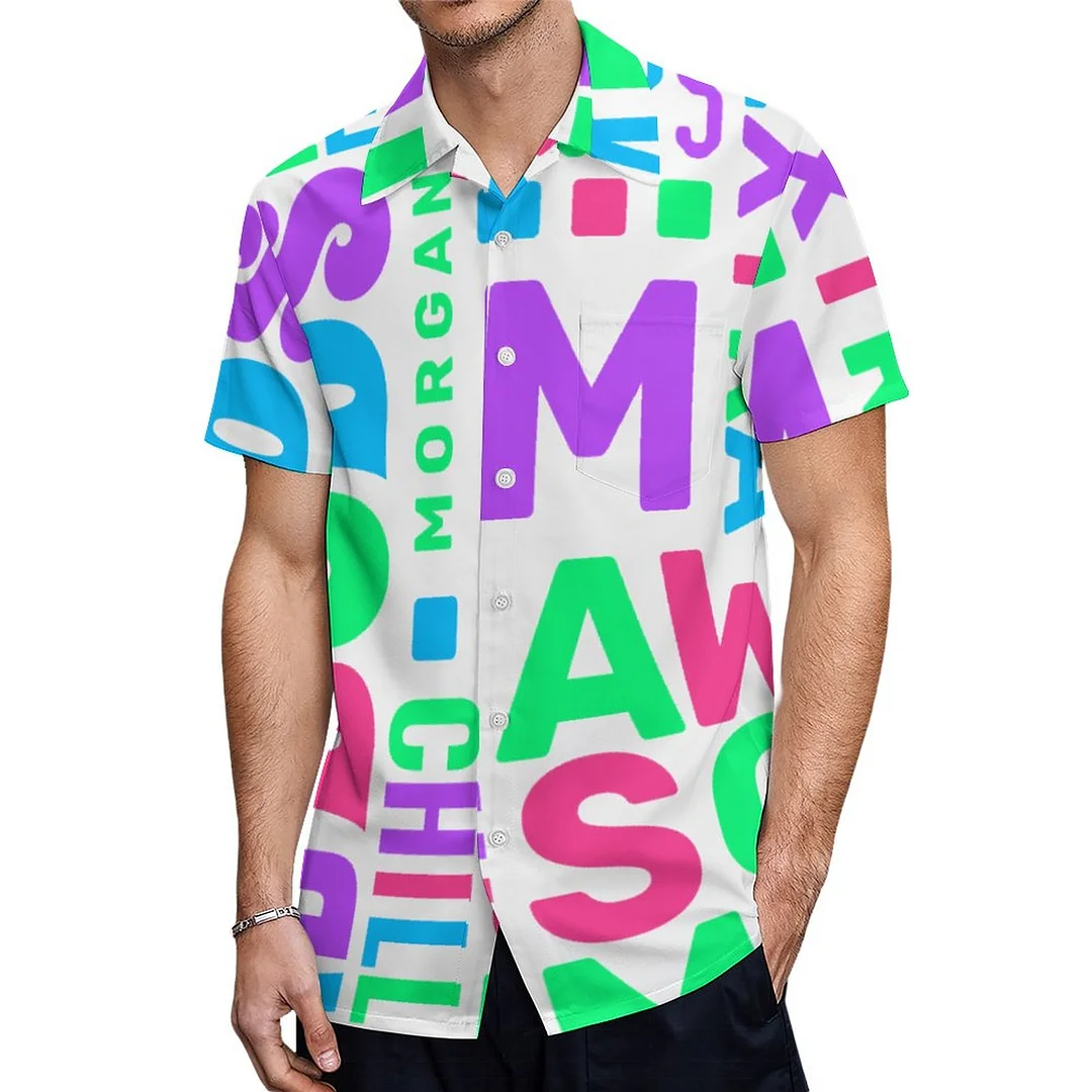 Dad Funny Typography Black And Neon Hawaiian Shirt Mens Button Down Plus Size Tropical Hawaii Beach Shirts