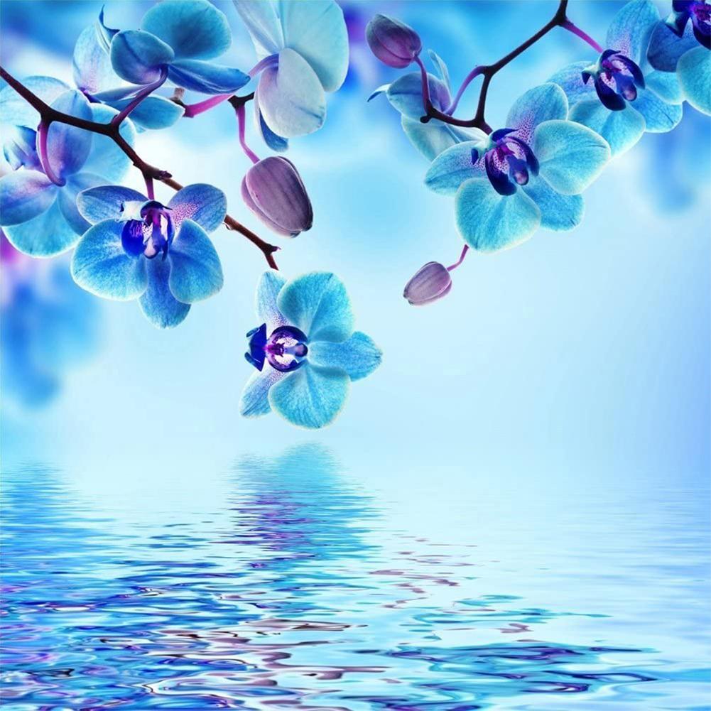 

30*30CM-Round Drill Diamond Painting-Lake Flowers, 501 Original
