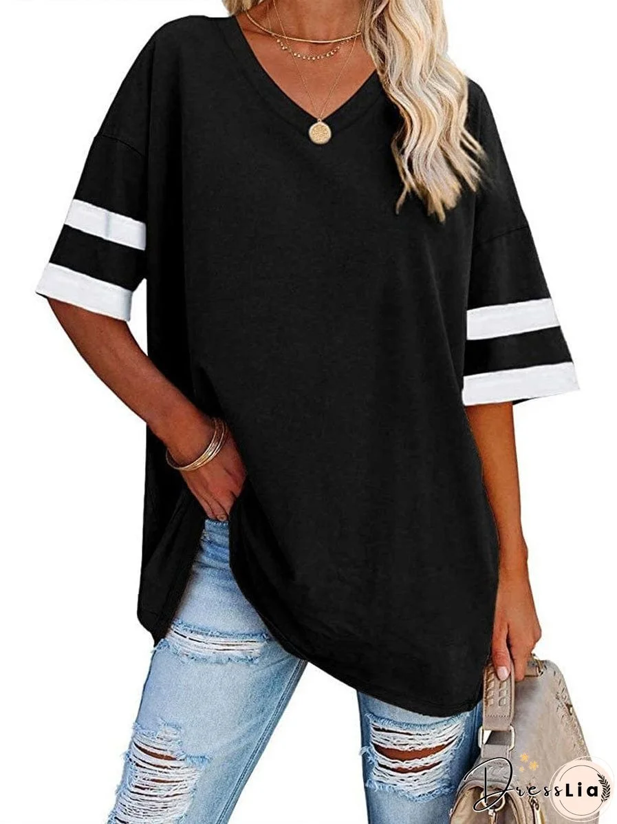 Half Sleeve V-Neck Tunic Top for Women