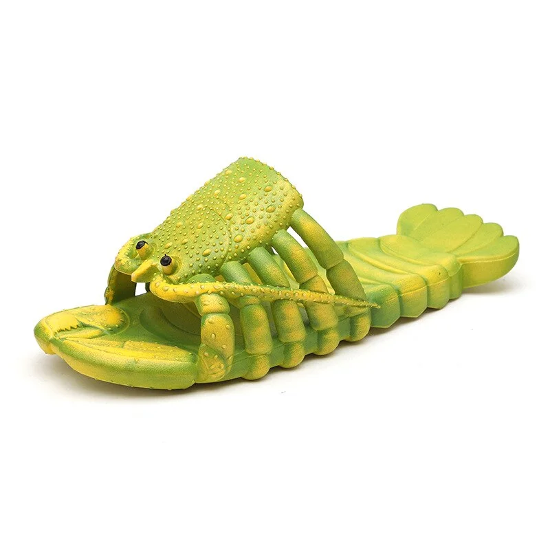 Summer Men and Women Couple Sandals and Slippers, Parent-child Cartoon Slippers, Funny Crayfish Beach Slippers