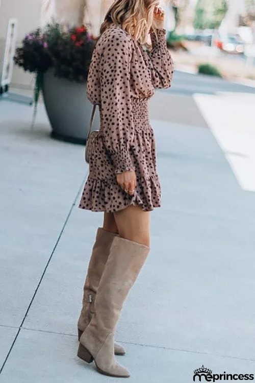 Dot Long Sleeve Mini Dress