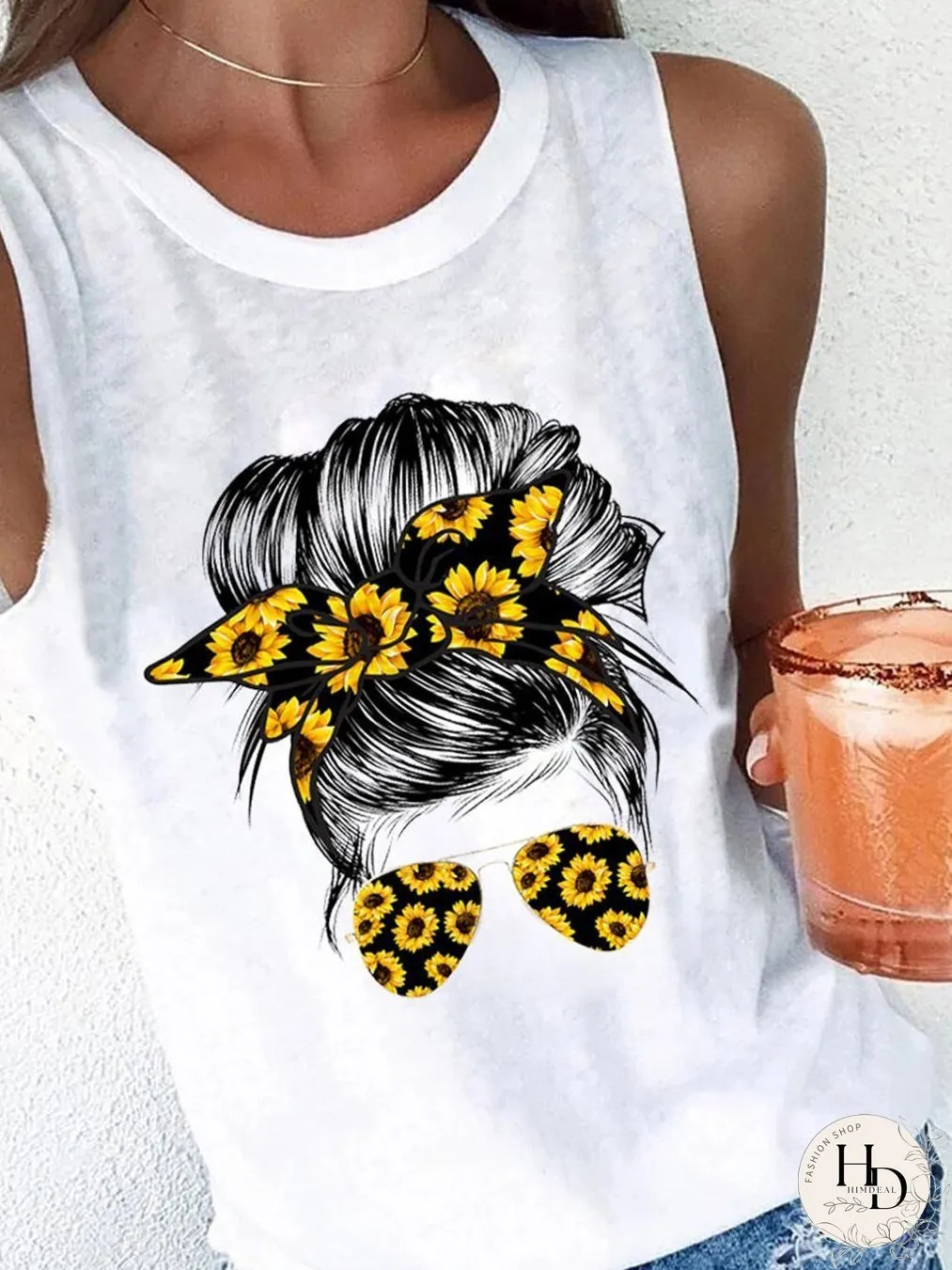 Casual Printed Sleeveless Tank Top for Women