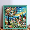 Glass Painting Colorful House-11CT Stamped Cross Stitch 50*50cm/19.69*19.69in tapestrymarket