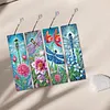 4Pcs Dragonfly Garden DIY Diamond Painting Bookmark with Crystal Pendants Diamond Painting Art Bookmarks Special Shape for DIY Making Beginners Adult Arts Craft Supplies