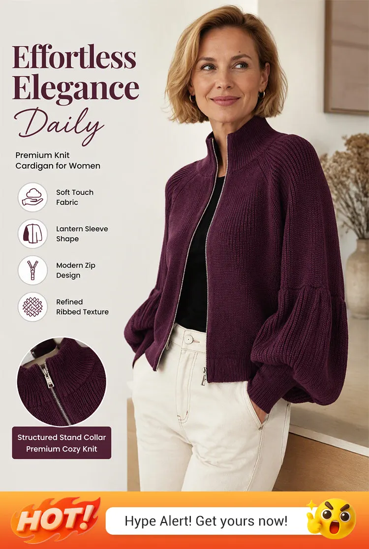 Women's elegant zip-up knit jacket