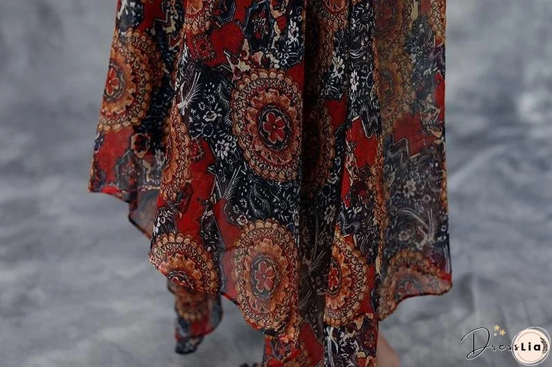 Summer Floral Short Sleeve Casual Two-Piece Dress