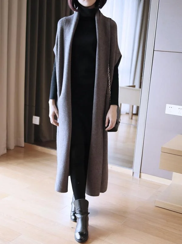 Elegant Casual Batwing Long  Knitting Outwears