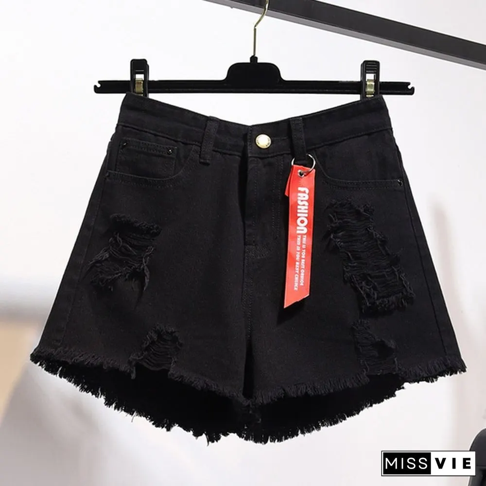 New Womens Denim Shorts European & American Loose Wide Leg Hot Pants Light Color