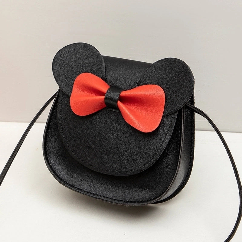 Women’s Small Pu Leather Color Block Solid Color Cute Round Flip Cover Crossbody Bag