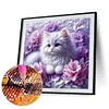 Cats And Flowers-Full Round Diamond Painting 30*30CM