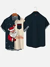 Merry Christmas & Happy New Year Drunk Santa Printing Men's Short Sleeve Shirt