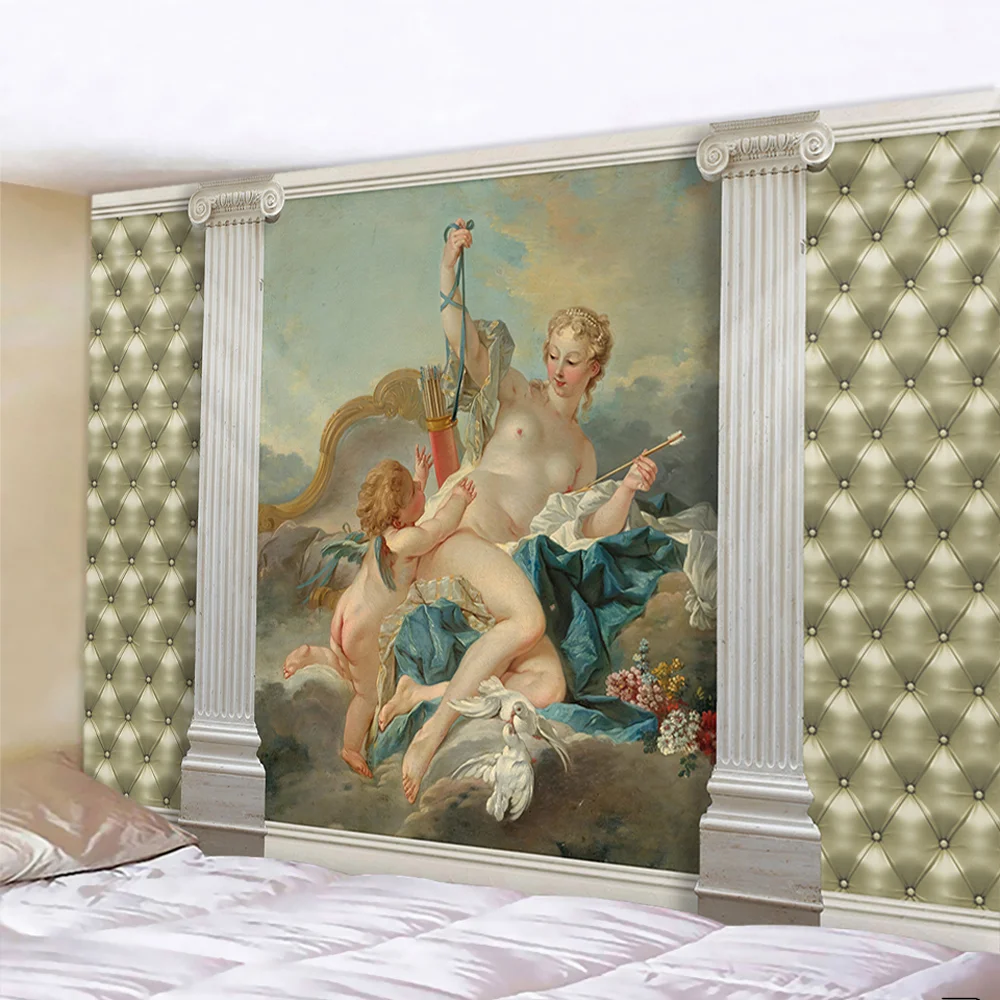 Nigikala Church mural Angel home decor psychedelic scene tapestry Bohemian decorative sheet sofa blanket Hippie yoga mat