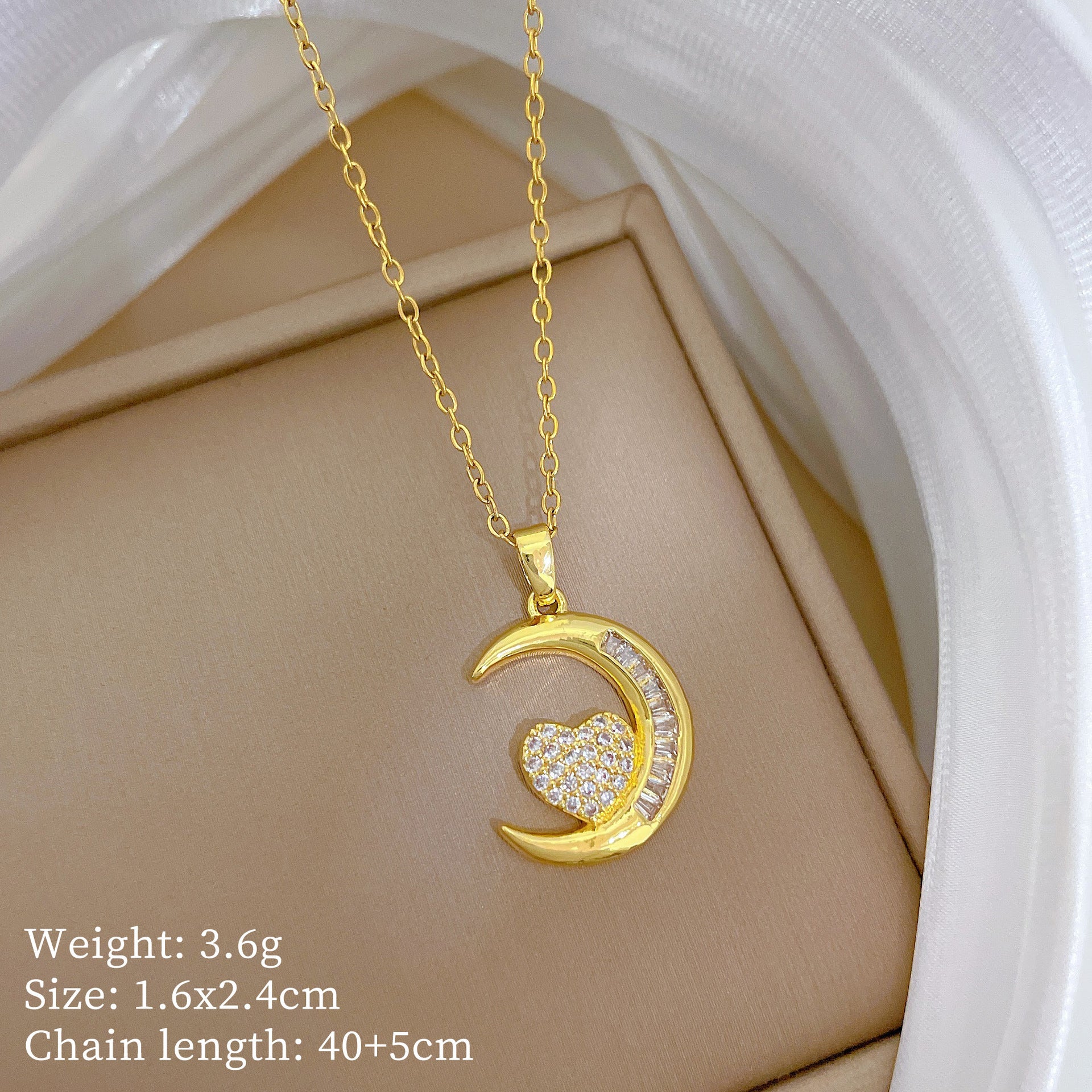 Copper Micro-Inlaid Heart Fashion Gorgeous Full Diamond Necklace Women’S Versatile Clavicle Chain Titanium Steel