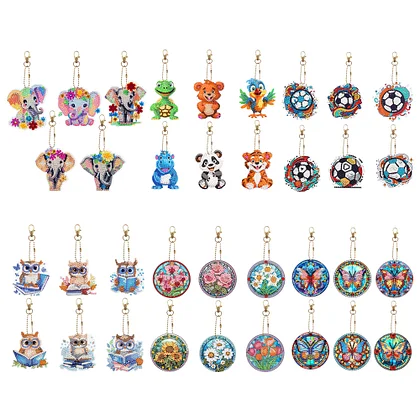 DIY Diamond Art Key Rings Cartoon Keychain Supplies Gift for Kids (Bear)