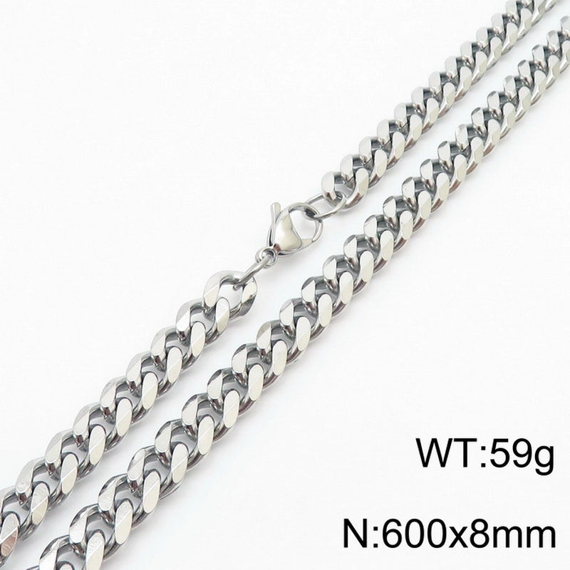 Hiphop Hip Hop Men & Women Trendy Stainless Steel Six-Sided Grinding Necklace