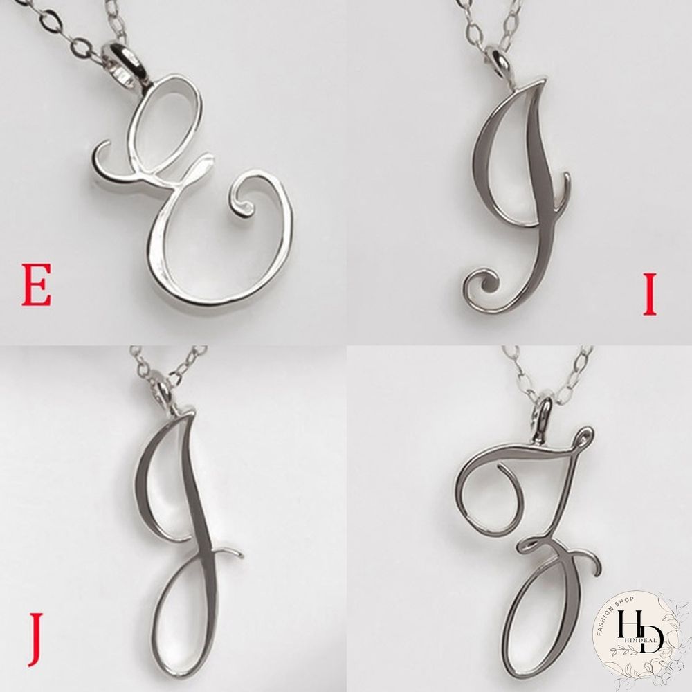 Letter Name Necklace Alphabet Initial Cursive Gold Silver Personalized Bridesmaid Gift