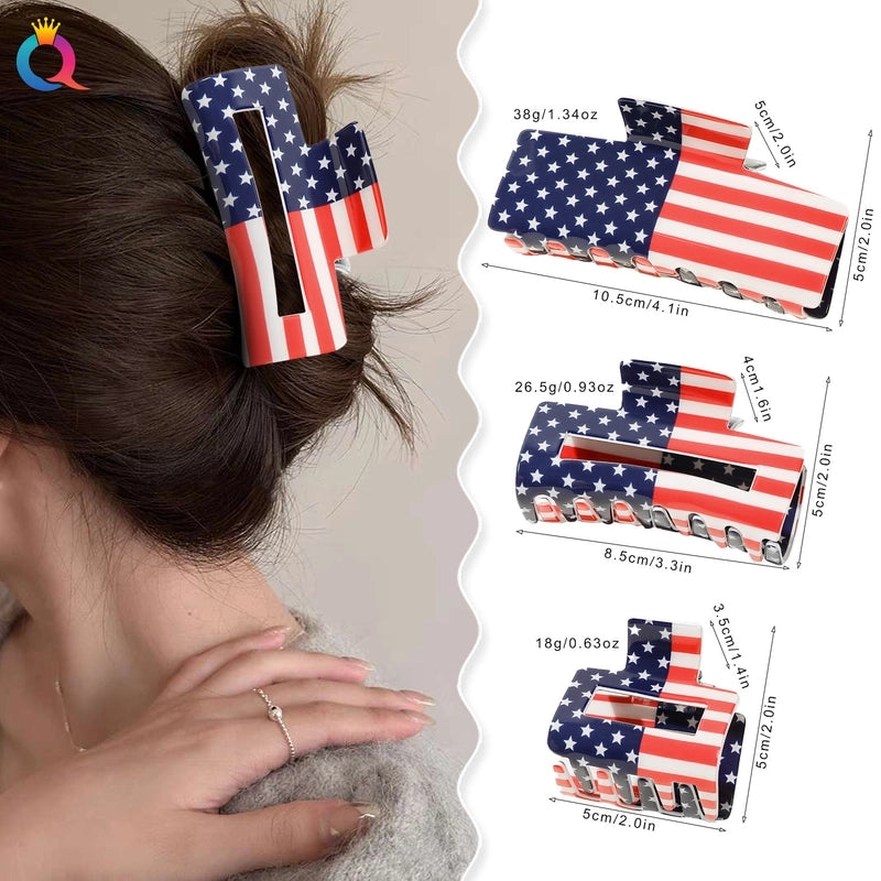 Women’s Casual Minimalist National Flag Arylic Hollow Out Hair Claws