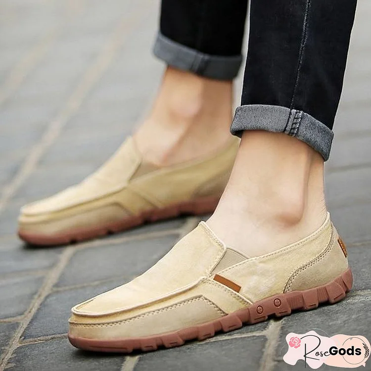Men Casual Breathable Slip-On Loafers Flat Canvas Shoes
