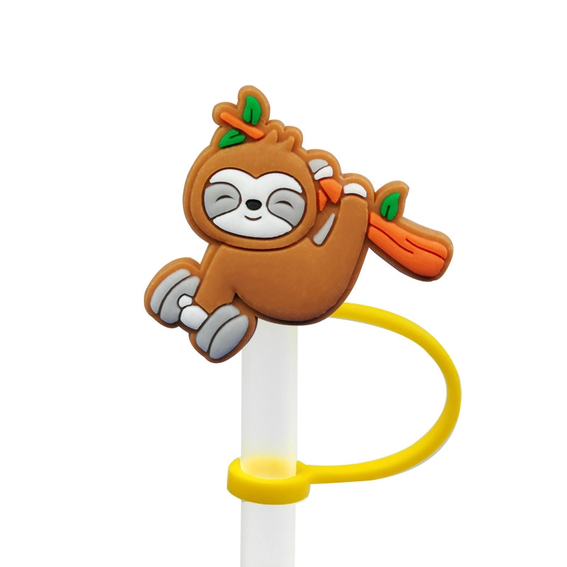 10 Pieces Cute Cartoon Silica Gel Straw Decorative Cap 1 Piece