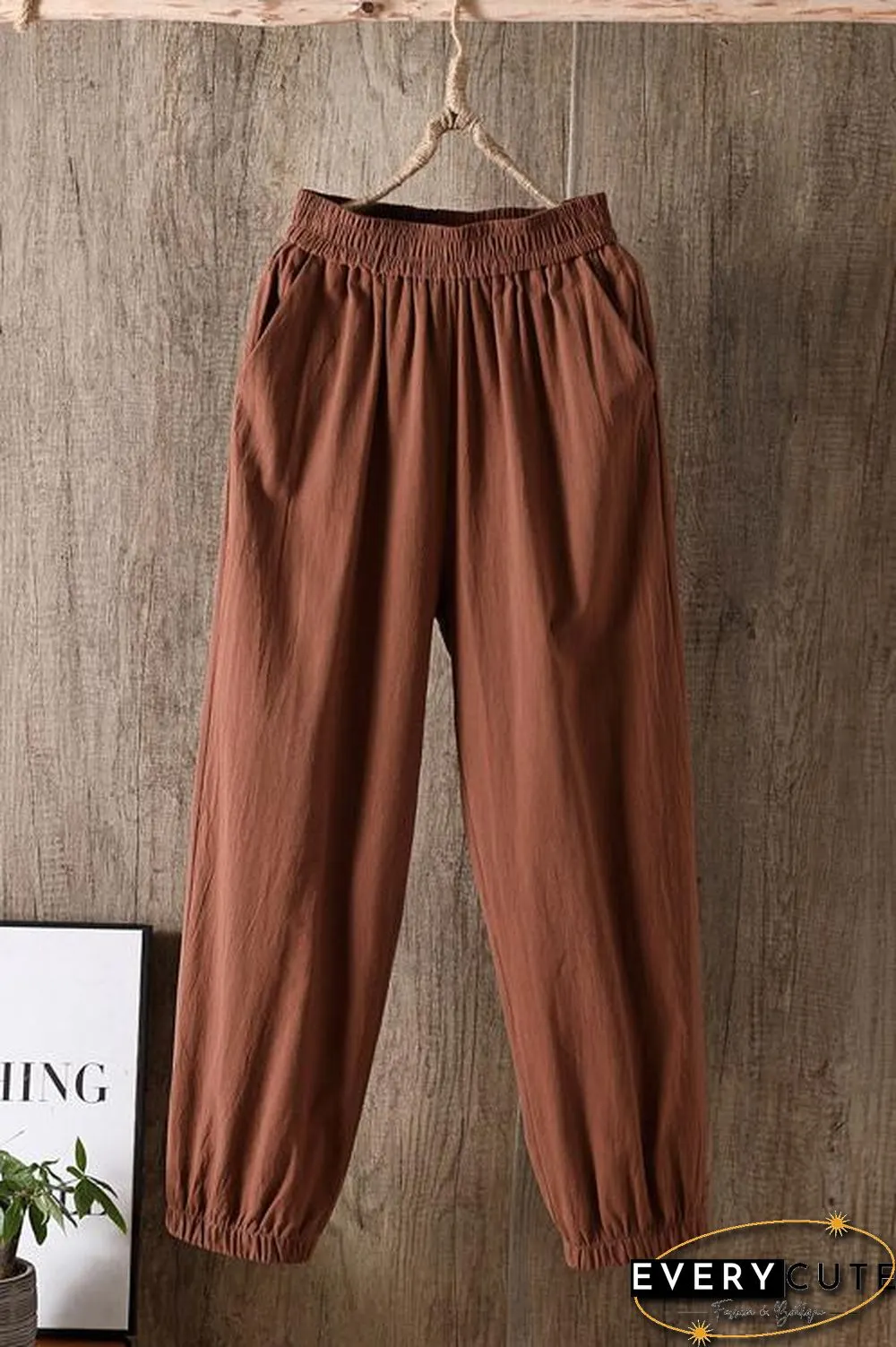 Solid Linen Pockets Jogger