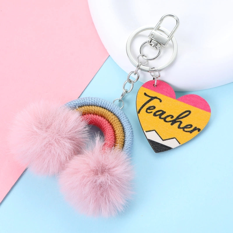 Cute Sweet Shiny Letter Rainbow Alloy Bag Pendant Keychain