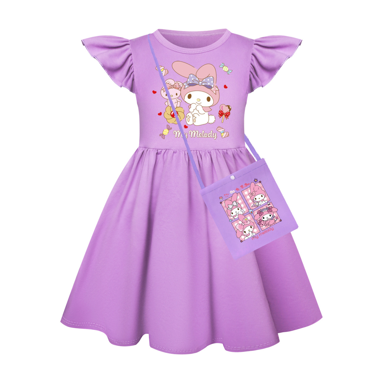 Cinnamoroll Themed Girls' Flutter Sleeve Dress for Ages 110-150Style 3668 -Mayoulove
