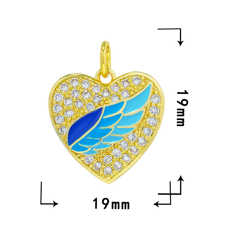 1 Piece 17.5*18mm 17*18.8mm Copper Zircon Heart Shape Pendant
