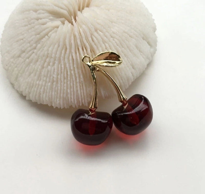 Summer Iced Emulational Fruit Cherry Cherry Diy Three-Dimensional Pendant Accessories Earrings For Women Earring Material