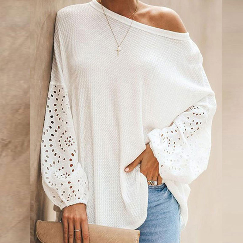 Elegant Vintage Hollow Out O-Neck Casual Sweatshirts