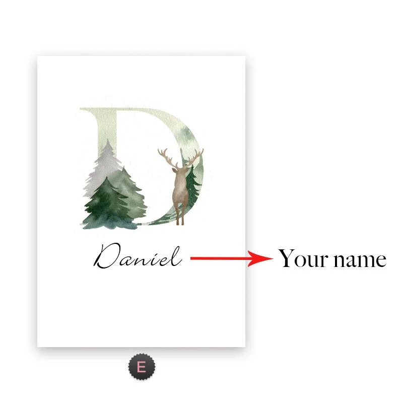 Custom Name Wall Posters Forest Animals Canvas Print Bear Fox Deer Painting Nursery Prints Nordic Wall Pictures Baby Room Decor