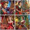 (US Local)4pack Xmas Lady-Crystal Rhinestone Diamond Painting(30x30cm)