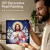 uk.everydayedeals DIY Pearl Painting With Frame - Handmade Self-Adhesive Pearls - Jesus(25*25cm)