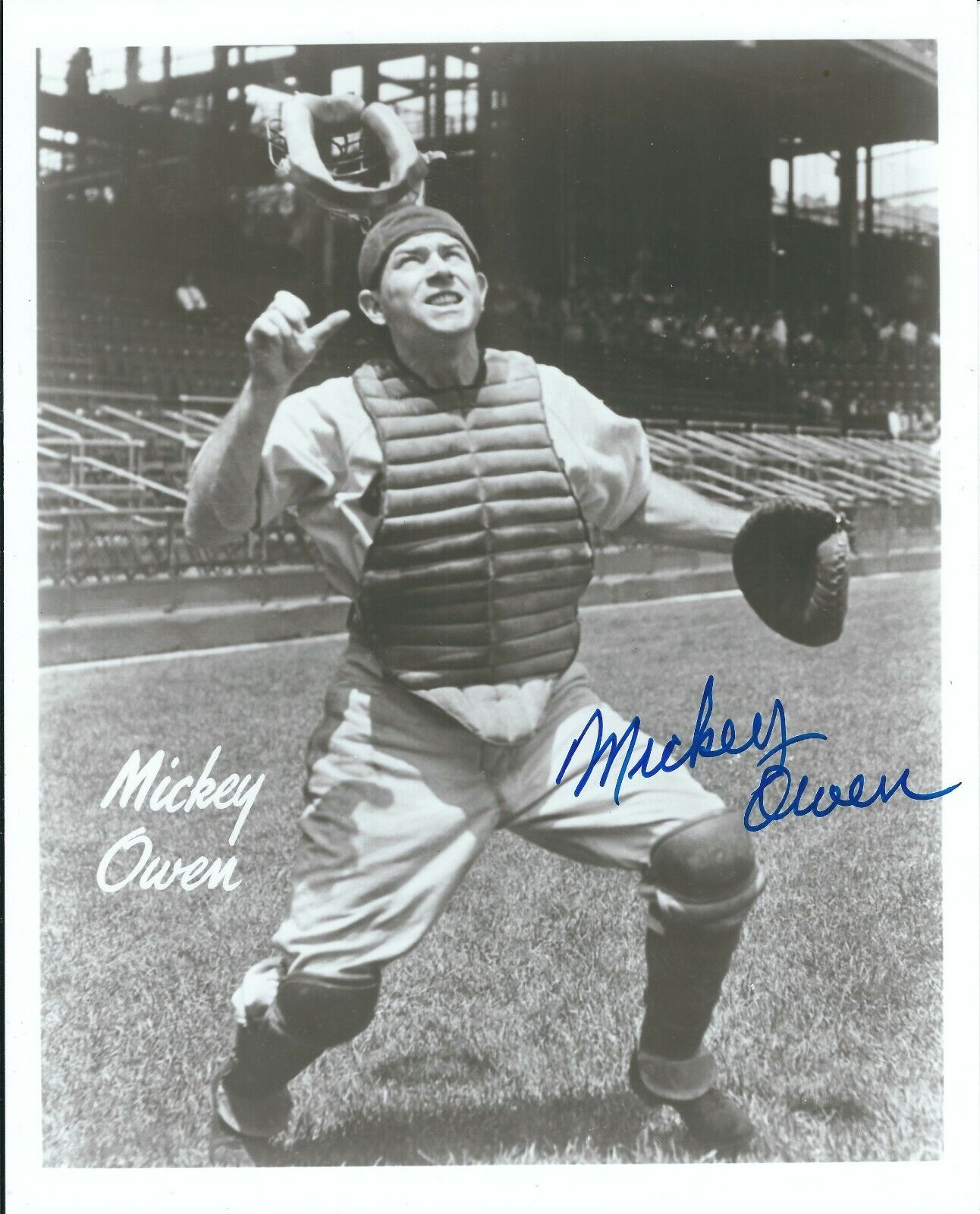 Signed 8x10 MICKEY OWEN Brooklyn Dodgers Autographed Photo Poster painting- COA