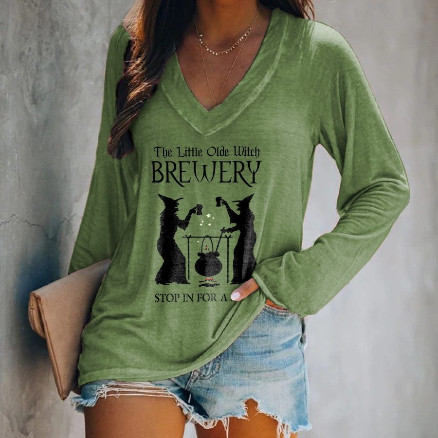 The Little Olde Witch Brewery Stop In For A Spell Printed T-shirt