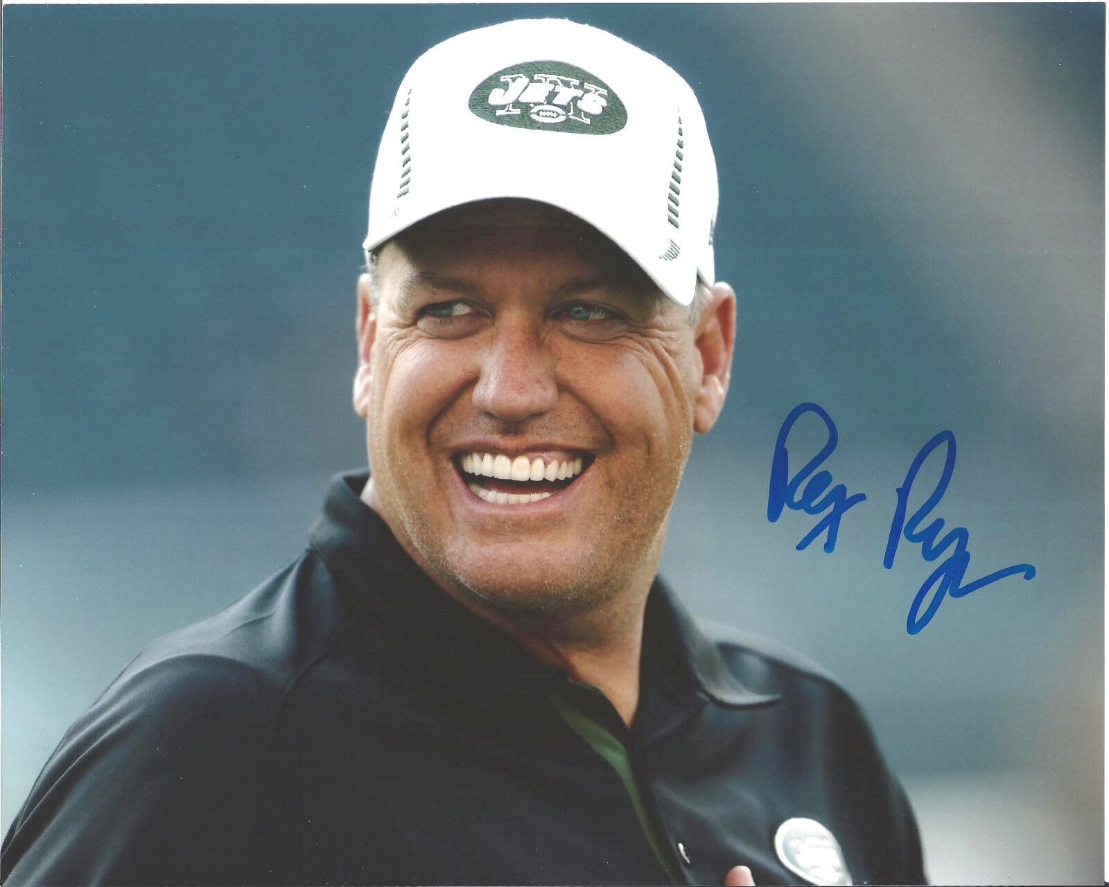 NEW YORK JETS HEAD COACH REX RYAN SIGNED 8X10 Photo Poster painting W/COA B