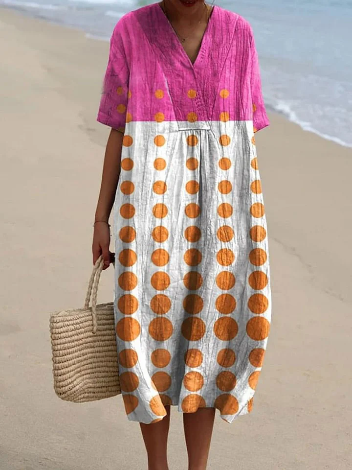 Women's Abstract Geometric Art Print Casual Flowy Dress