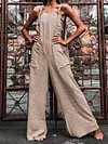 Flax Cotton Wide Leg Sleeveless Jumpsuits