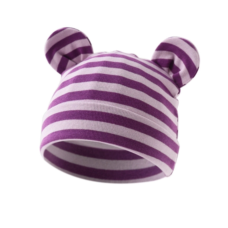 New Infant Fetal Cap Newborn Head Cap Solid Color Ear Hat Boys And Girls Baby Hat A54